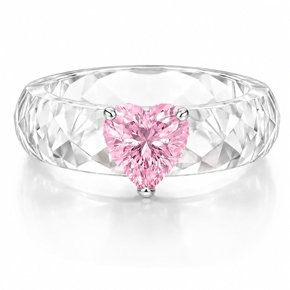 Blush Bloom Crystal Heart Ring