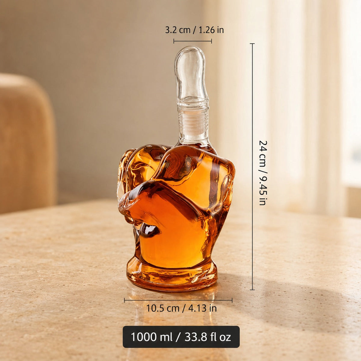 Middle Finger Crystal Clear Fun Decanter