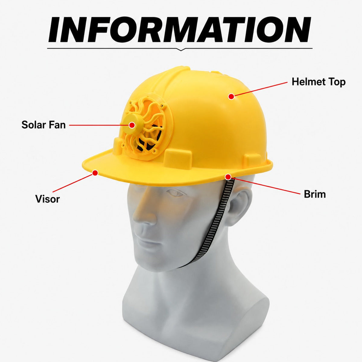 Solar Power Cooling Fan Safety Helmet