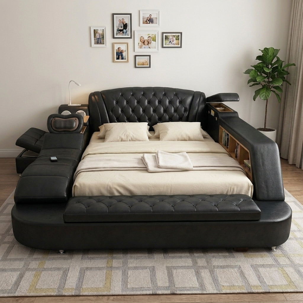Ultimate Comfort Modern Luxury Leather Dream Smart Bed