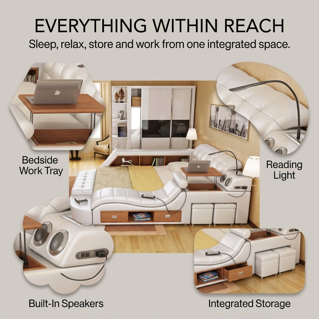 Ultimate Comfort Modern Luxury Leather Dream Smart Bed