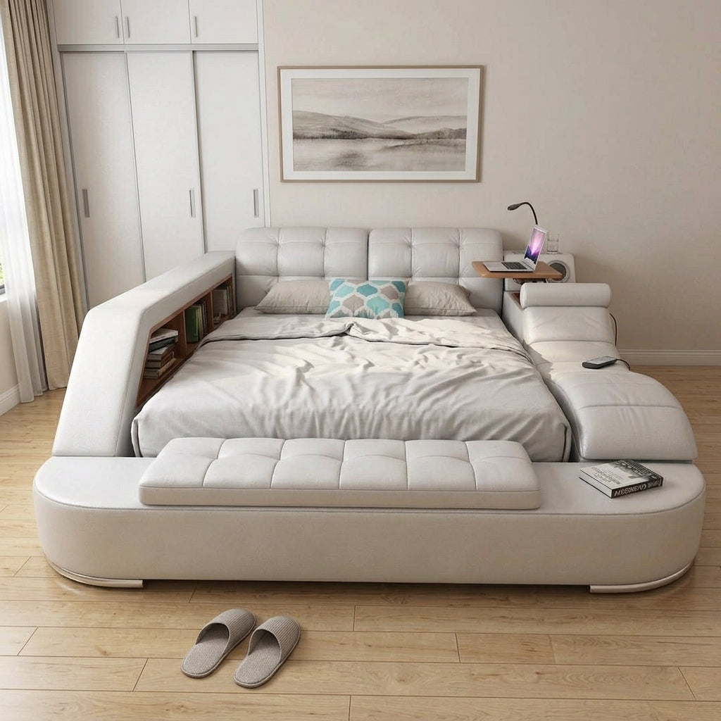 Ultimate Comfort Modern Luxury Leather Dream Smart Bed