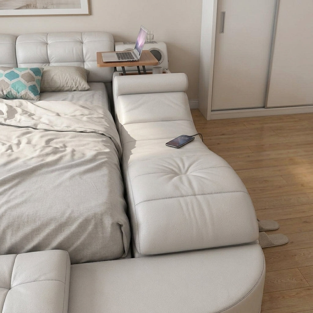 Ultimate Comfort Modern Luxury Leather Dream Smart Bed