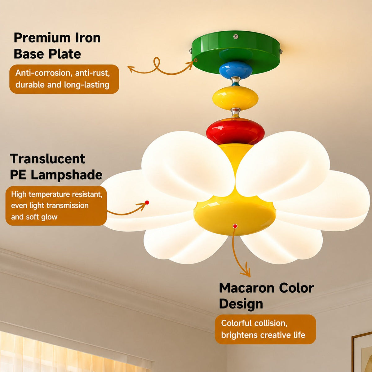 Daisy Chain Colorful Flower Kids Room Ceiling Light