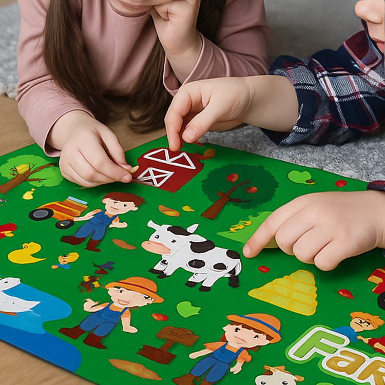 Interactive Early Learning Farm Animals Felt Story Board Set