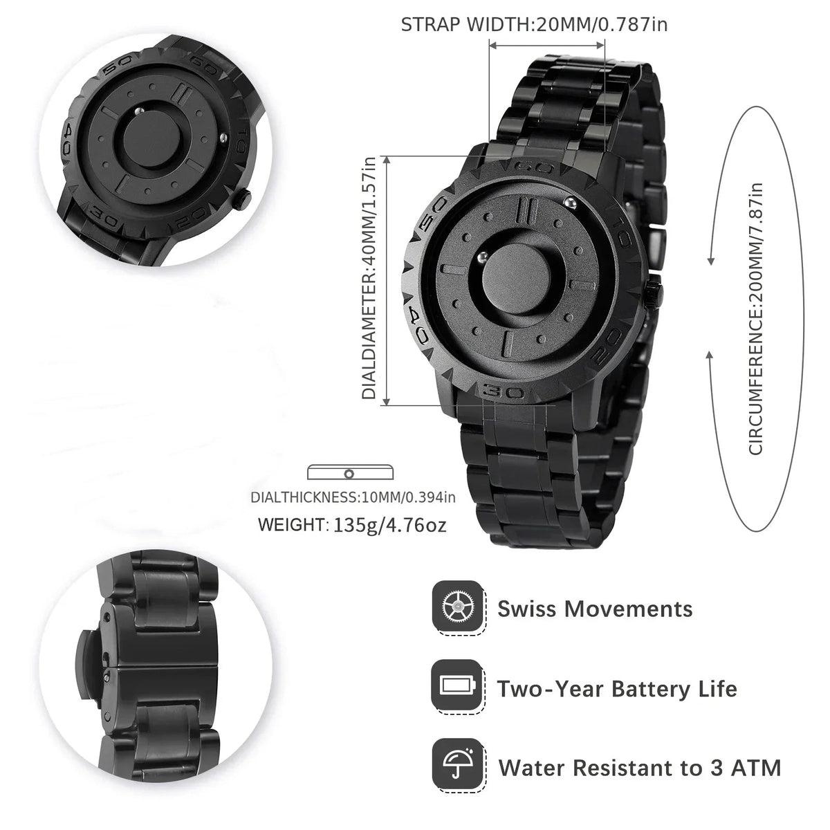 Magnetic Ball Pointer Quartz Watch