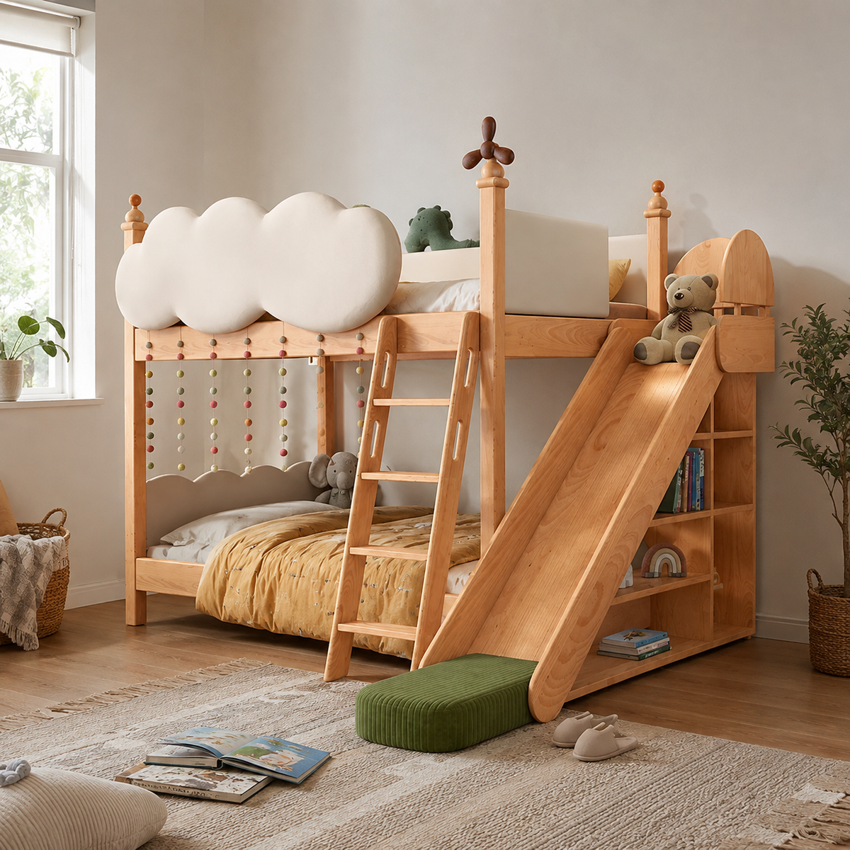 Cloud Castle Slide & Sleep Playhouse Kids Bed