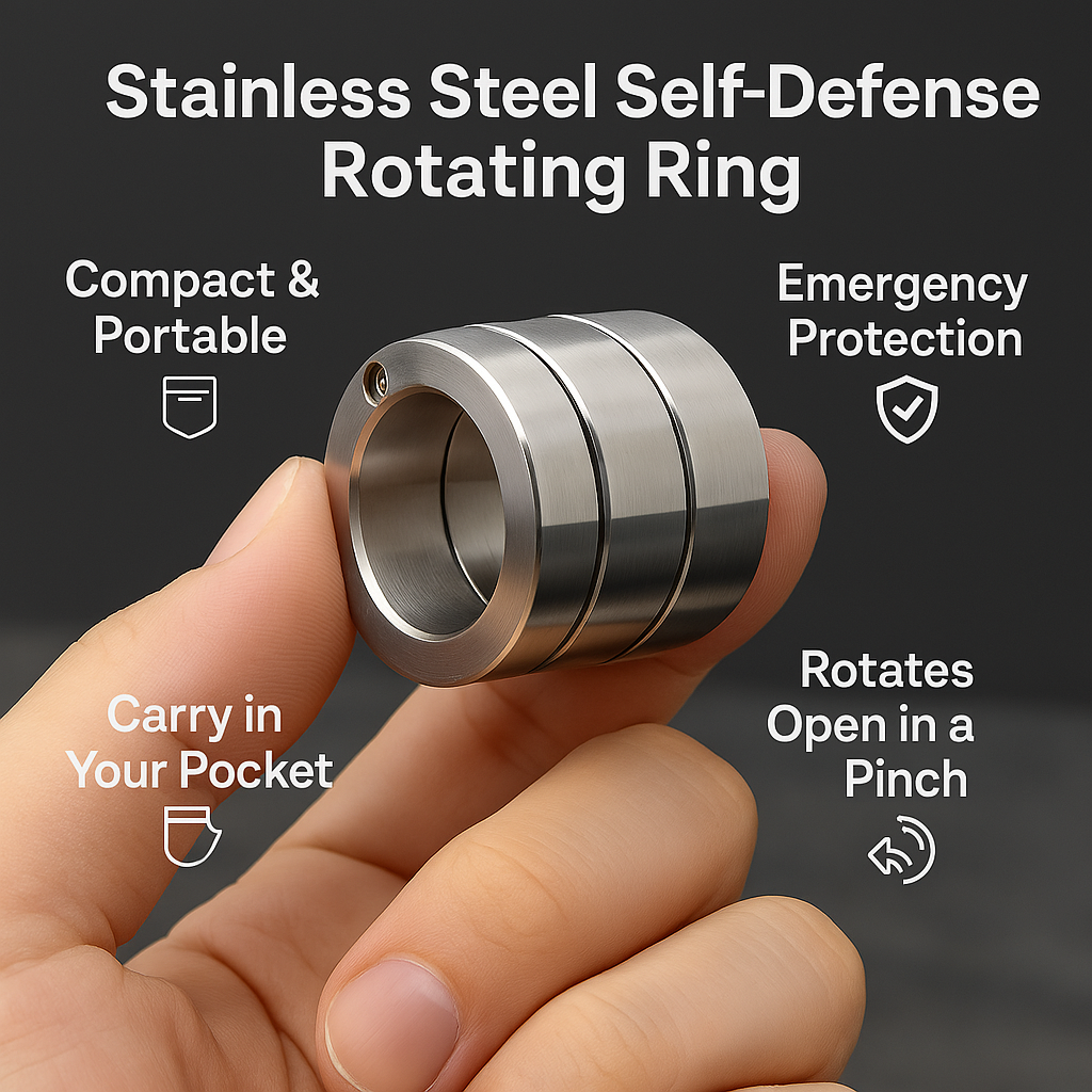 Stainless Steel Self-Defense Rotatable Foldable Ring