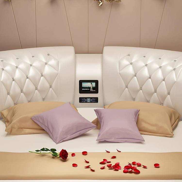 Techy Smart Large Round Leather Bed