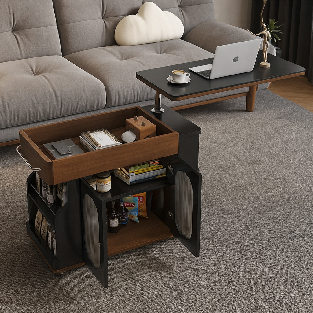 Vintage Style Lift-Top Hidden Storage Coffee Work Table
