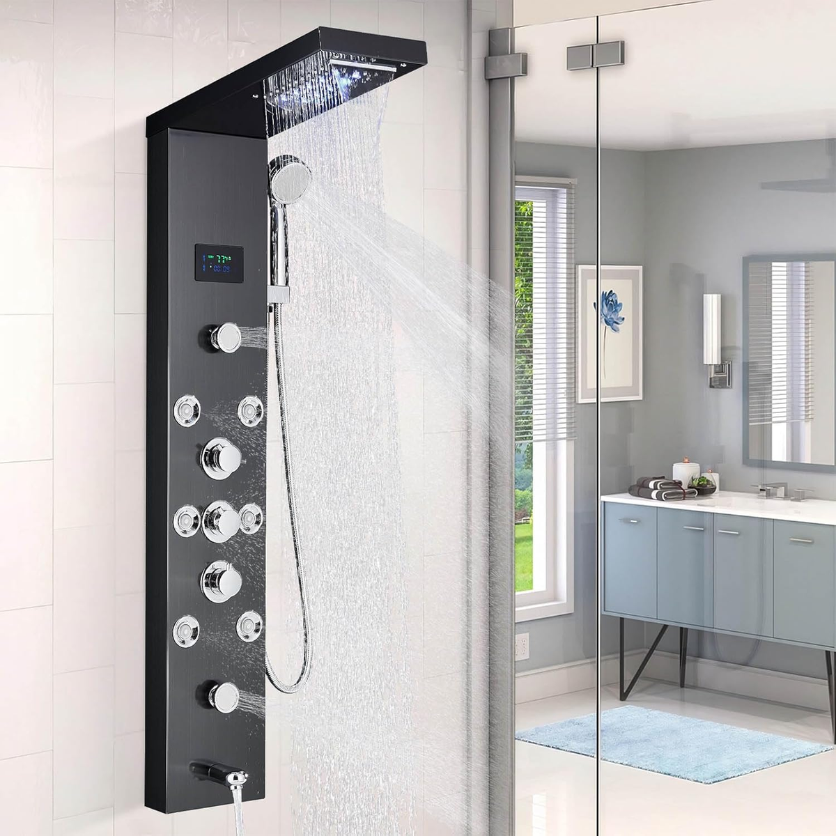 Rainfall Nordic Bathroom Digital Panel Waterfall Shower Set