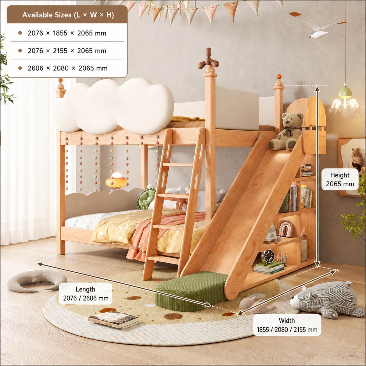 Cloud Castle Slide & Sleep Playhouse Kids Bed