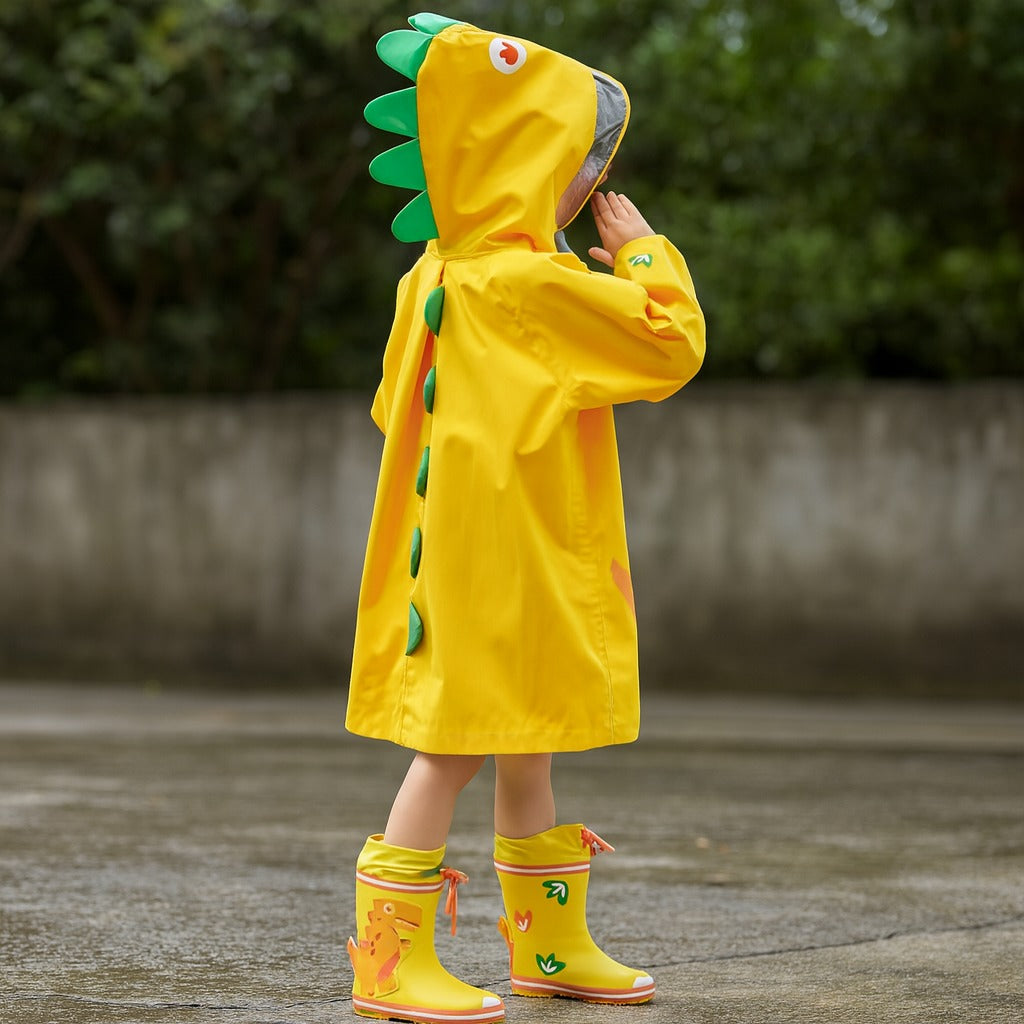 Happy Dinosaur Outdoor Hooded Kids Raincoat