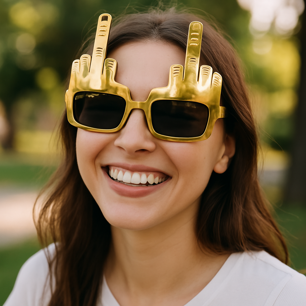 Bold Gold Middle Finger Party Sunglasses