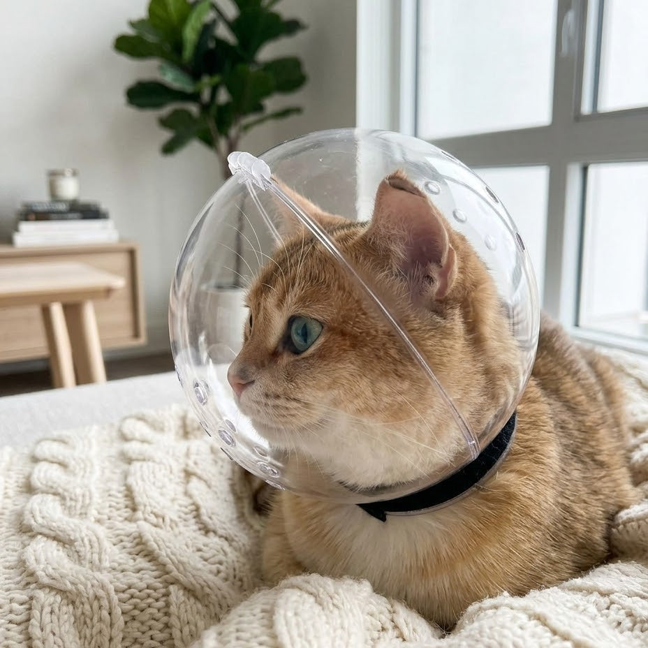 Bubble Cone Transparent Cat Recovery Groom Helmet