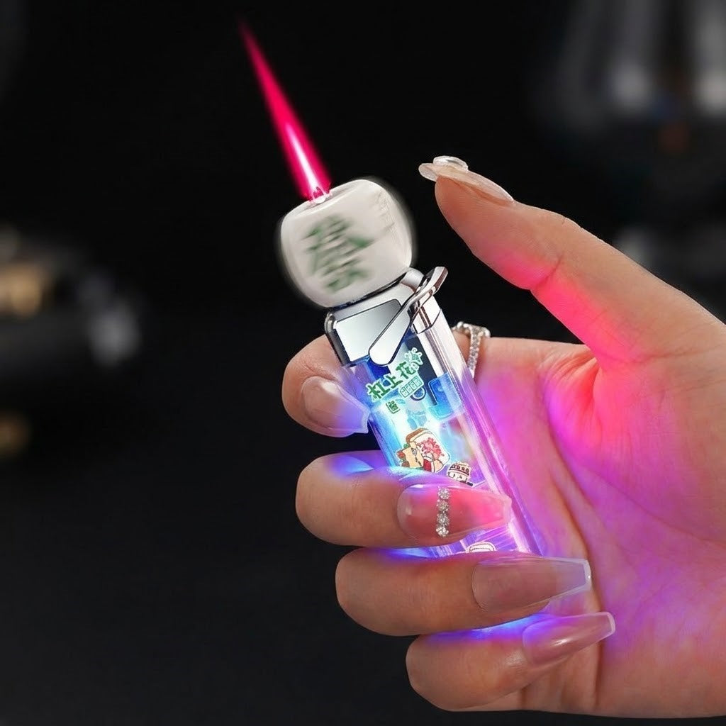 Rotating Dice Head LED Jet Flame Lighter